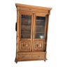 Bookcase with 2 glass doors in solid blond walnut wood