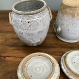 Suite of antique enamelled ceramic pots