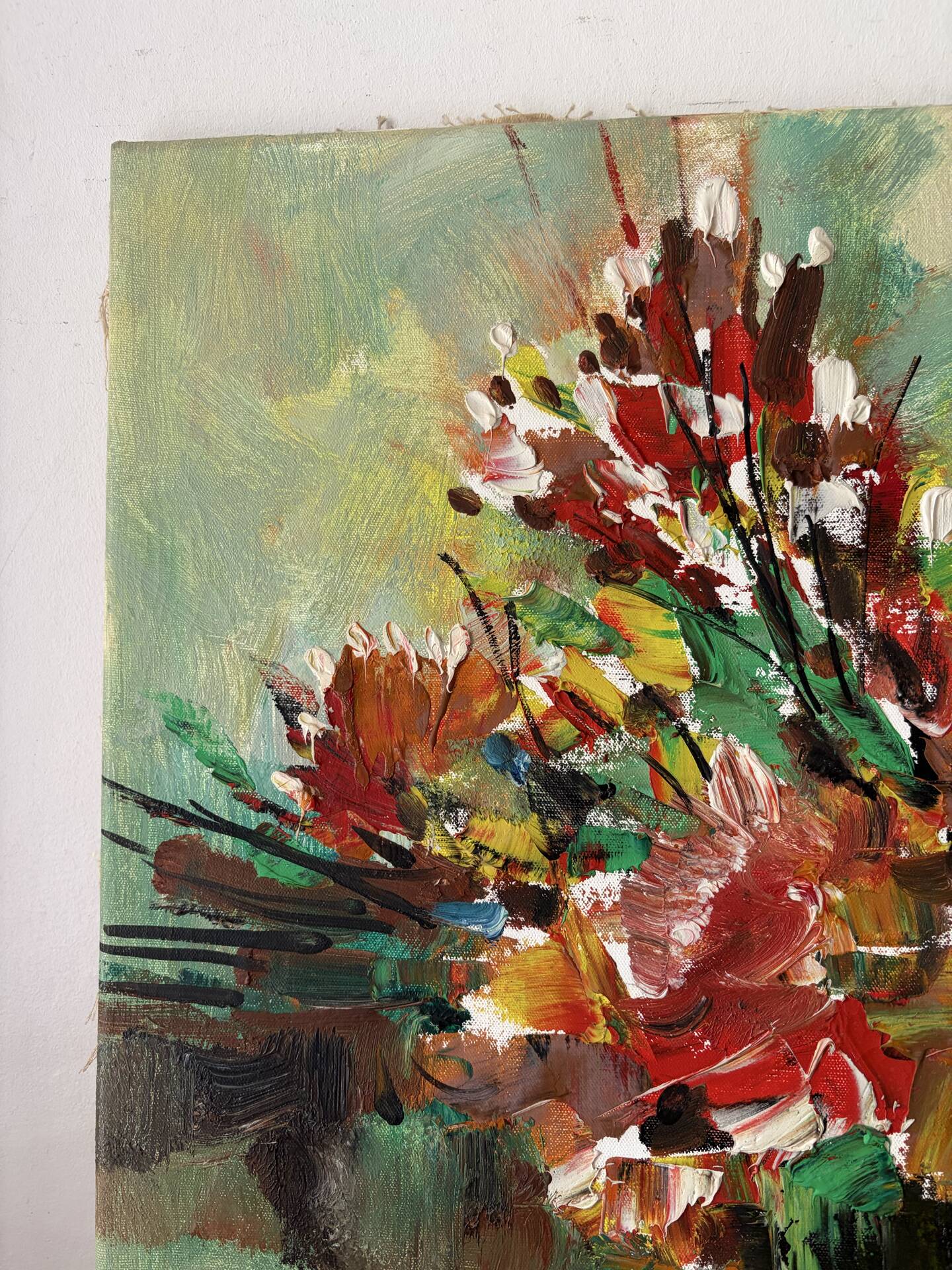 Bouquet de fleurs au couteau, signé