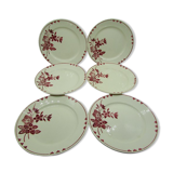 6 anciennes assiettes plates Badonviller demi-porcelaine