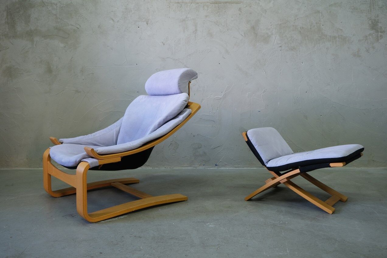Swedish Leather Lounge Chair with Footrest by Ake Fribytter for Nelo Kroken, 1970s