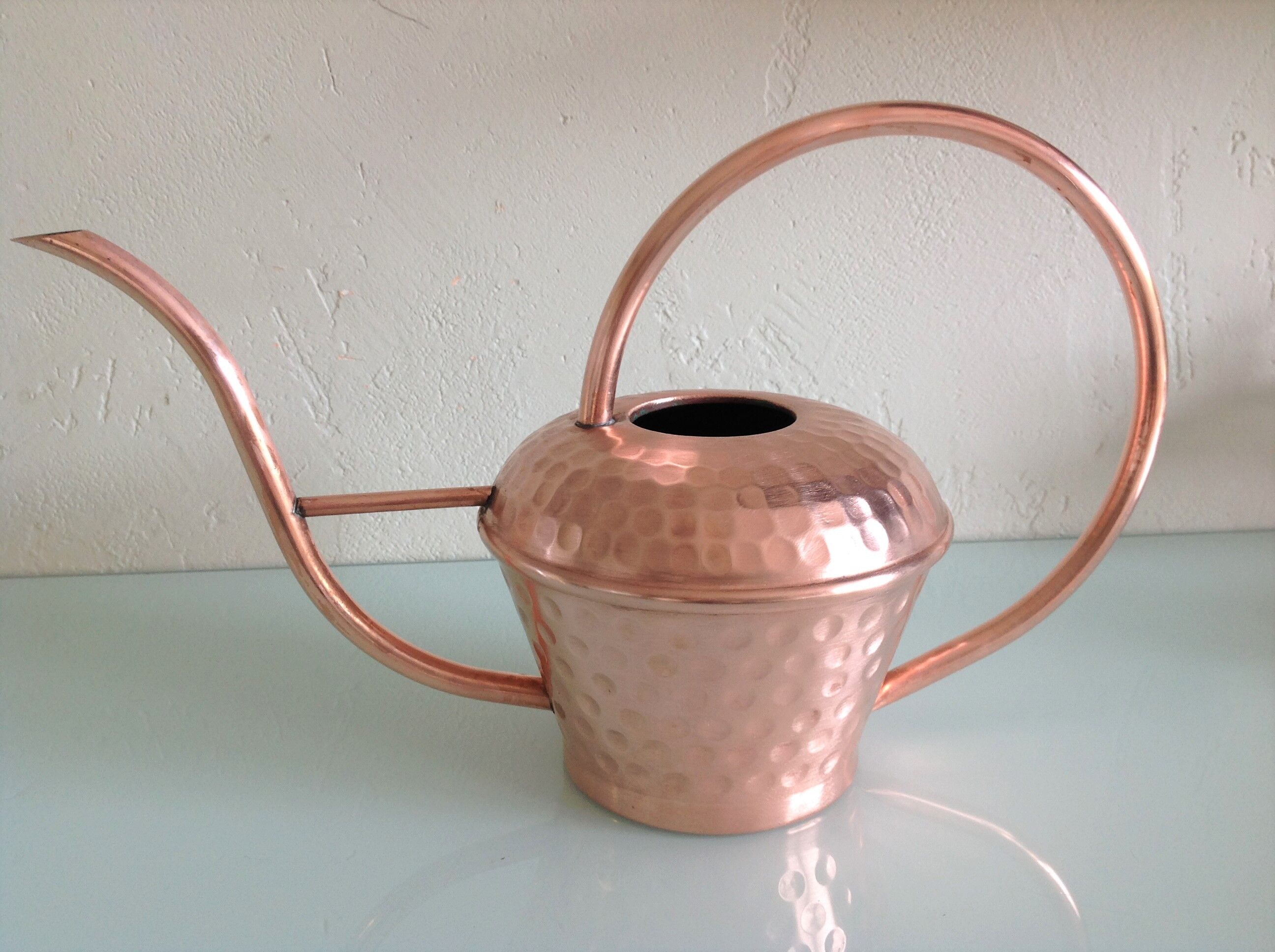 Arrosoir en cuivre brossé par Lecellier Villedieu vintage  années 60-70
