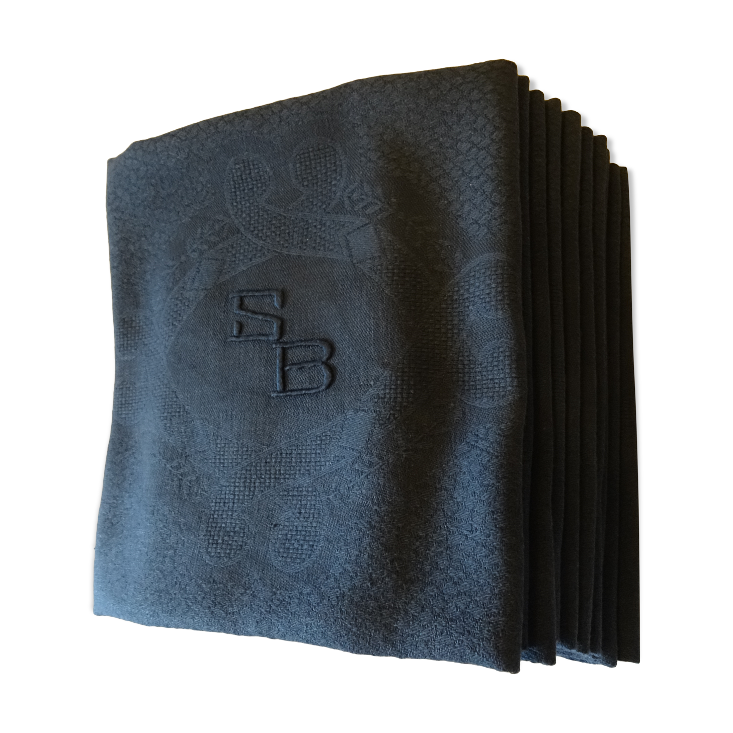 Lot de 10 serviettes monogrammées SB lin et coton