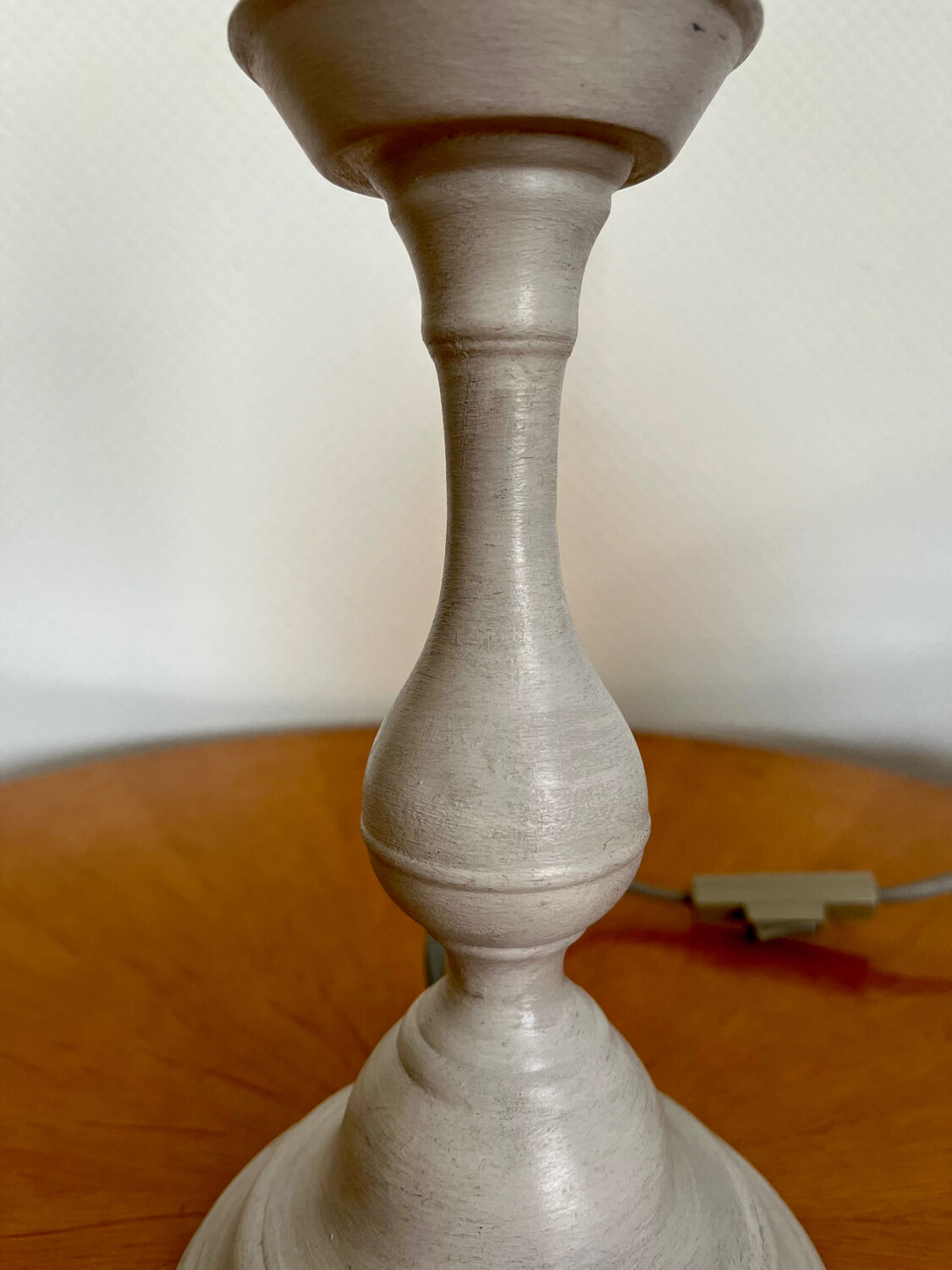 Gray patina pewter candle holder lamp base