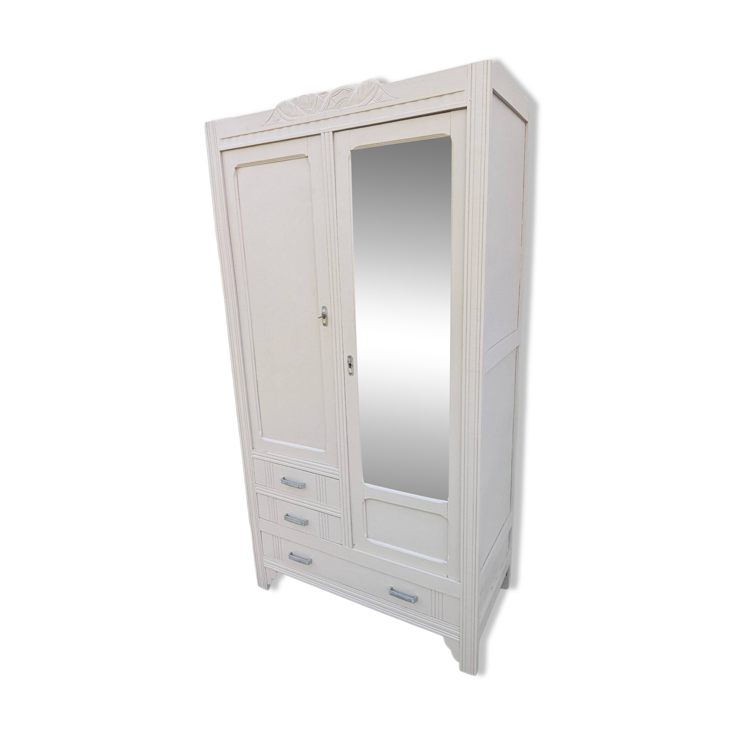 Wardrobe Combo Linen Cabinet Wardrobe Mirror Vintage Chest of Drawers Patina