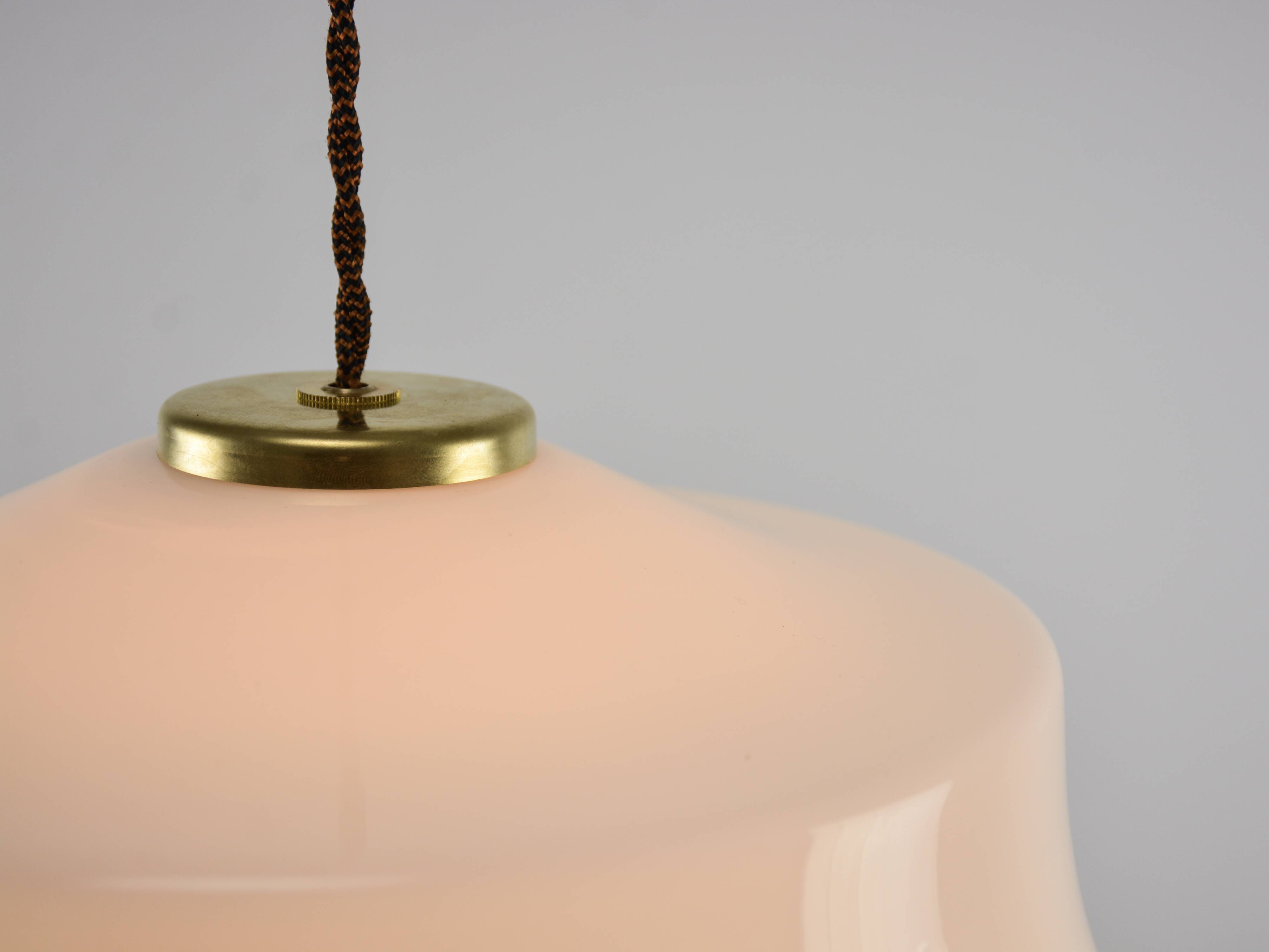 Vintage Mid-Century Modern White Glass Pendant Lamp