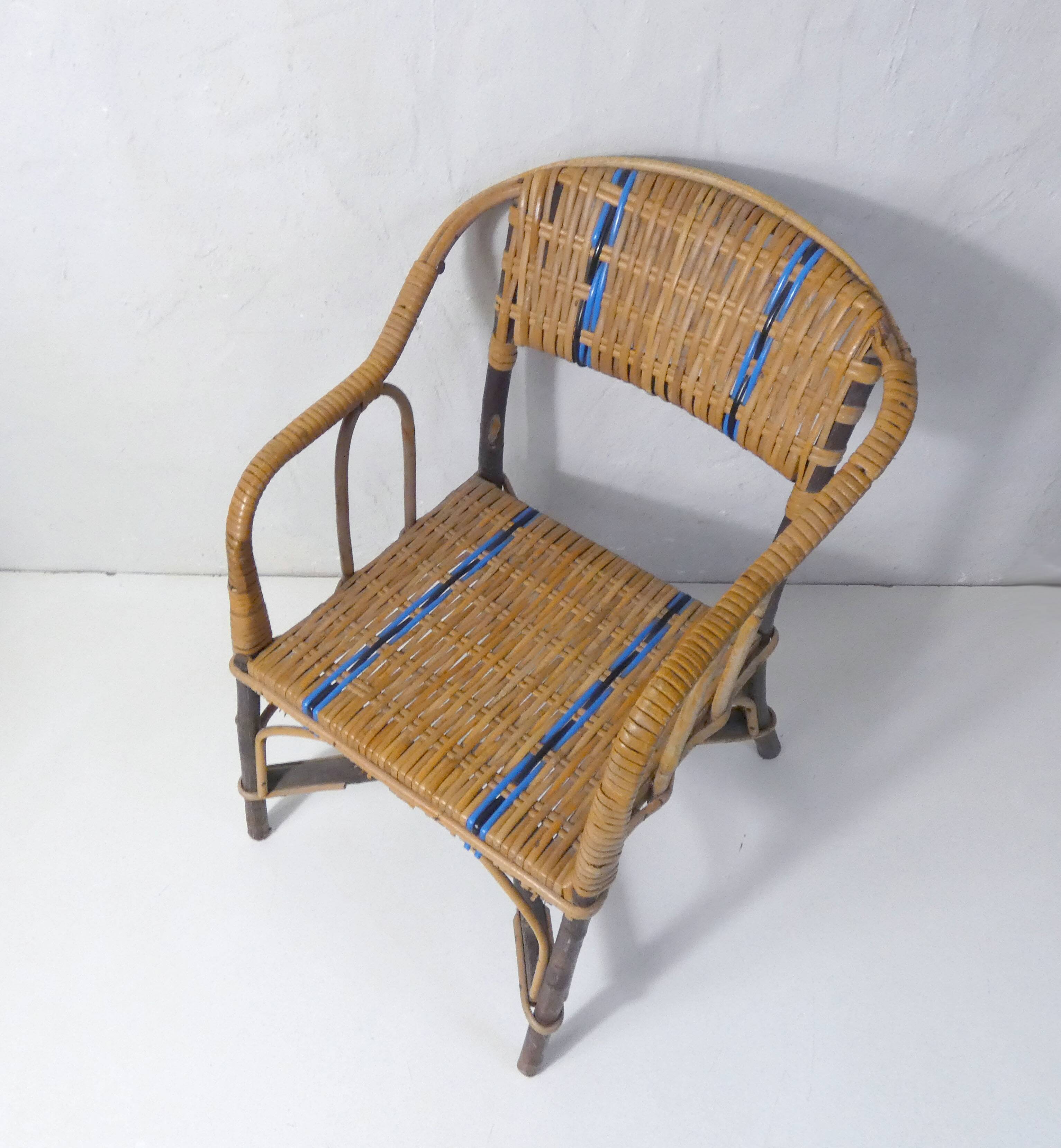vintage rattan armchair for children