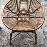 Lot of 2 baskets chairs in vintage rattan