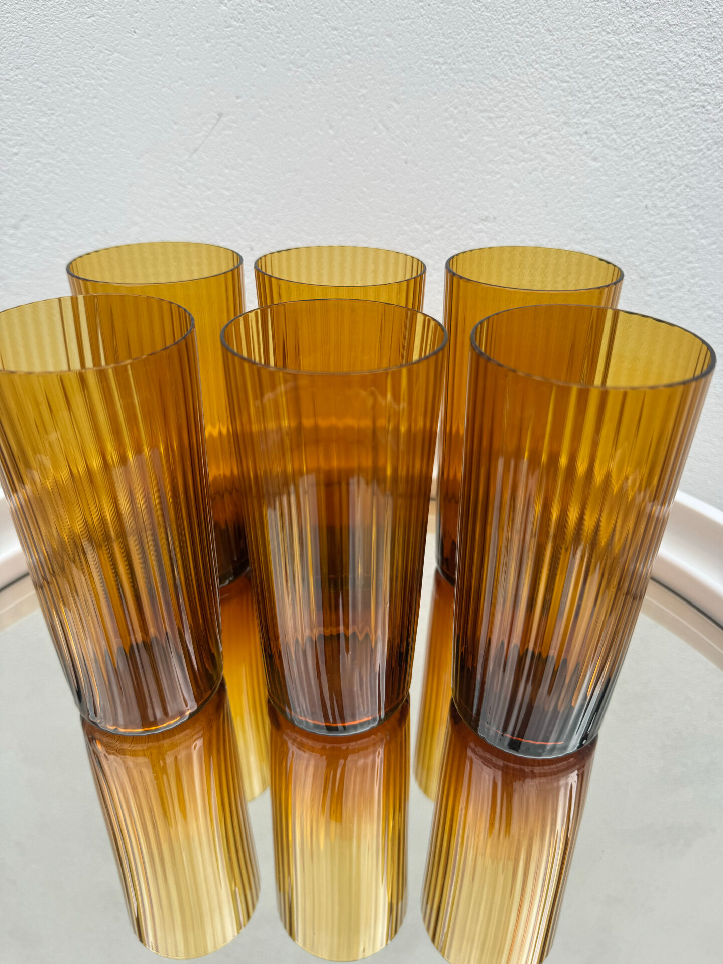 Verres ambrés soufflés années 60