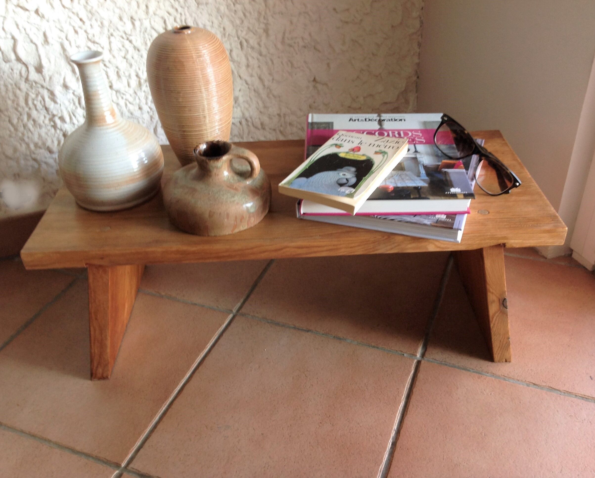 Low console in pine Scandinavian style / vintage 60s-70s