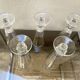 5 antique Caton-style champagne flutes in glass or crystal