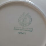 4 Semi-hollow plates with green and yellow checks, Moulin des Loups tea towel