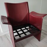 Bordeaux leather armchair by Tito Agnoli for Matteo Grassi, Italy