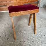 Piano stool in wood and velvet 1970's