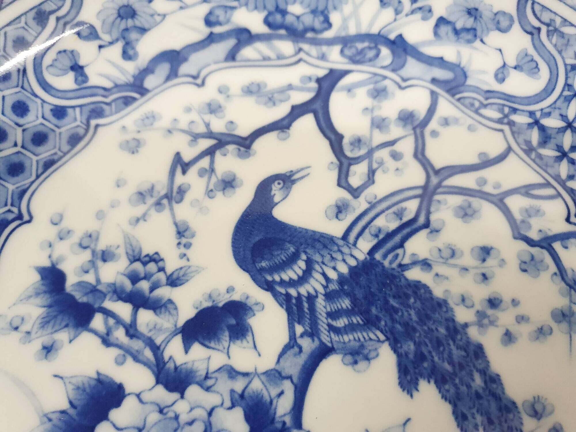 Set of 2 Andrea by Sadek porcelain plates with peacock, Japan 1970's