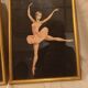 Two ballerinas, silhouettes of dancers, collages vintage under gold frame