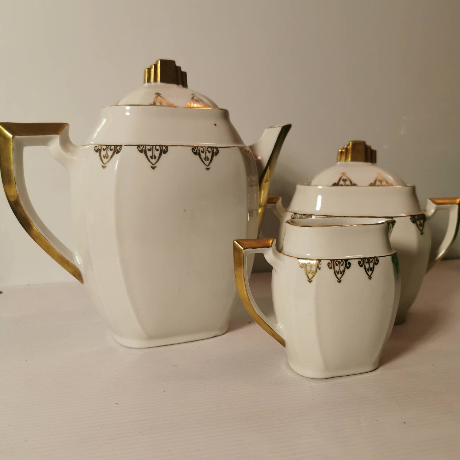 Ms france coffee service art deco style white and gold