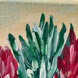 Still life bouquet of flowers painting on canvas signed Morent