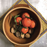 Salad bowl in raw stoneware and varnish