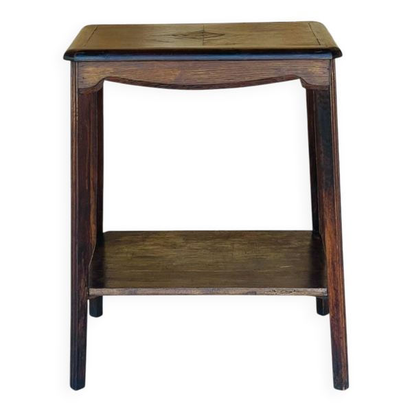 Table d'appoint Art déco en noyer avec étagère, années 1930