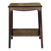 Table d'appoint Art déco en noyer avec étagère, années 1930