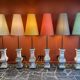 "Balustrade" lamp in terracotta, Ashoka silk shade, pistachio green.