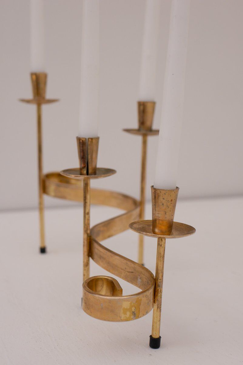 Mid-century modern metal candlesticks by Gunnar Ander for Ystad-Metall, Sweden, 1960s