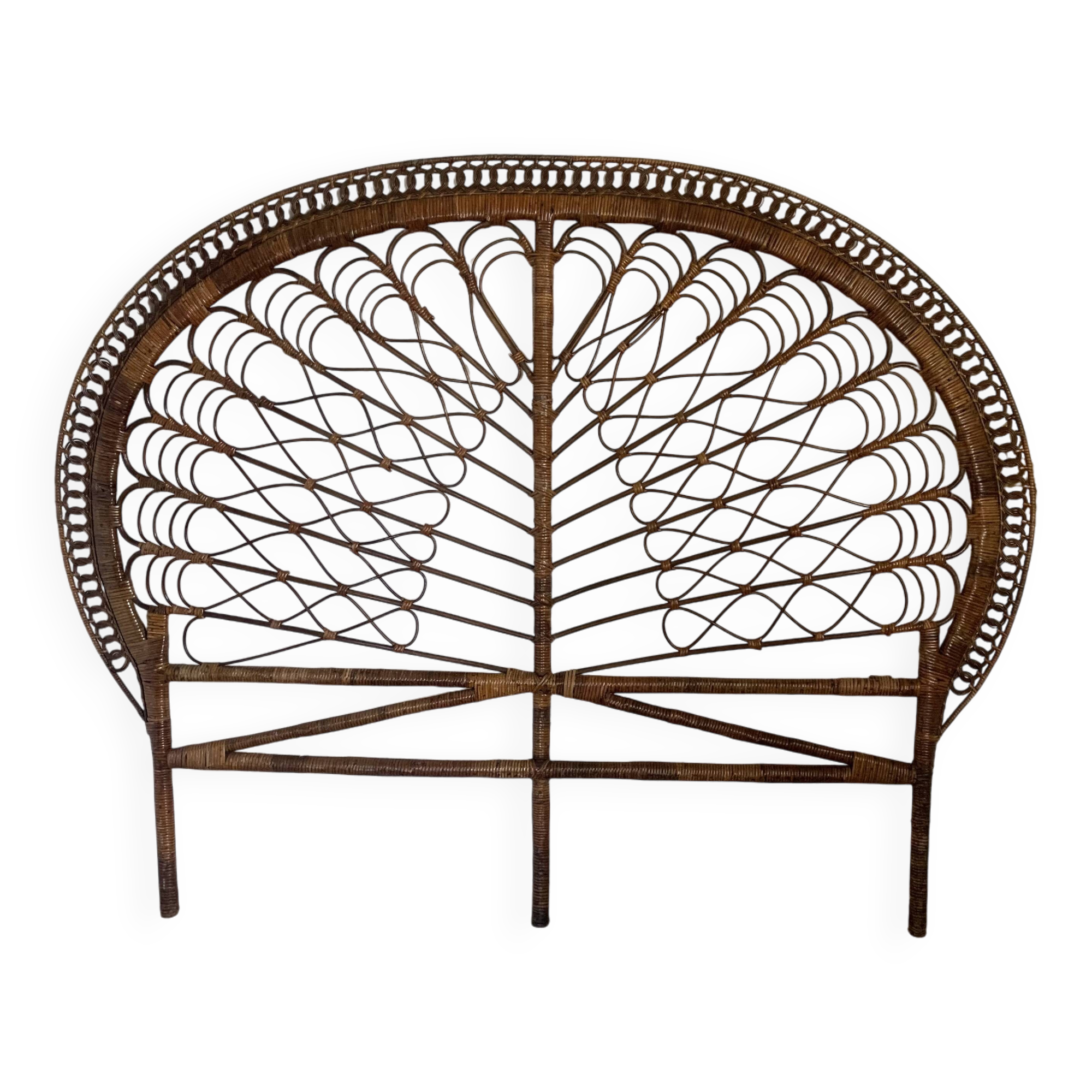 Vintage peacock rattan headboard 180 cm