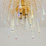 Lustre en verre de Murano et laiton Waterfall, Italie, années 1970