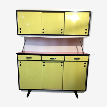 Yellow and red formica buffet