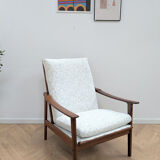 Vintage reupholstered Scandinavian armchair