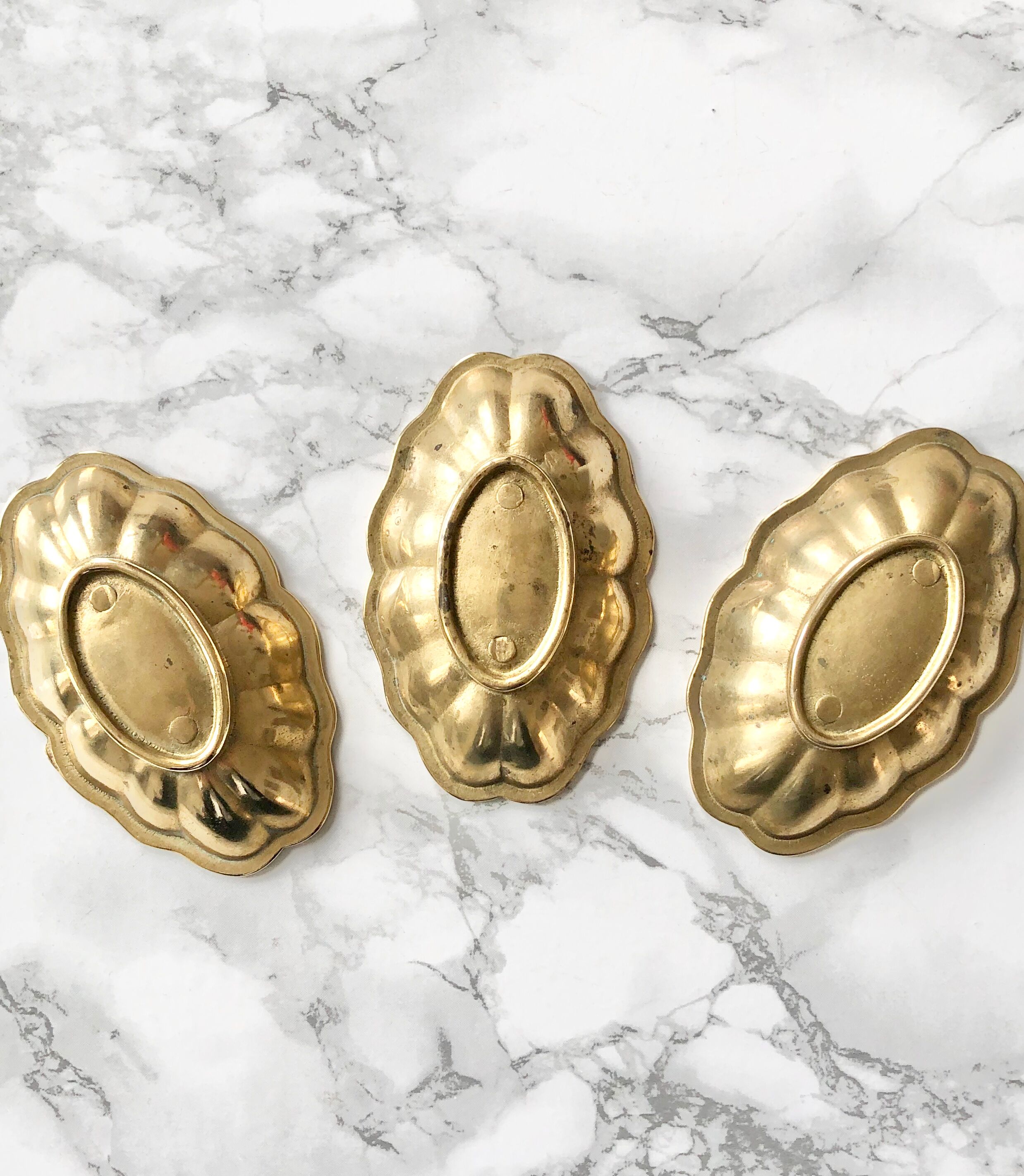 Set of 3 vintage cups in the shape of gold brass flowers