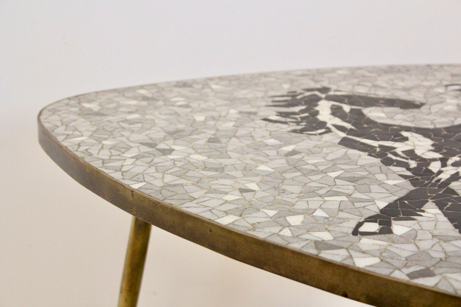 Mosaic and brass coffee or side table by Berthold Müller, 1960s