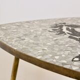 Mosaic and brass coffee or side table by Berthold Müller, 1960s