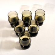 Set of 6 vintage smoked glass shot glasses from Italy, 1970-1980.