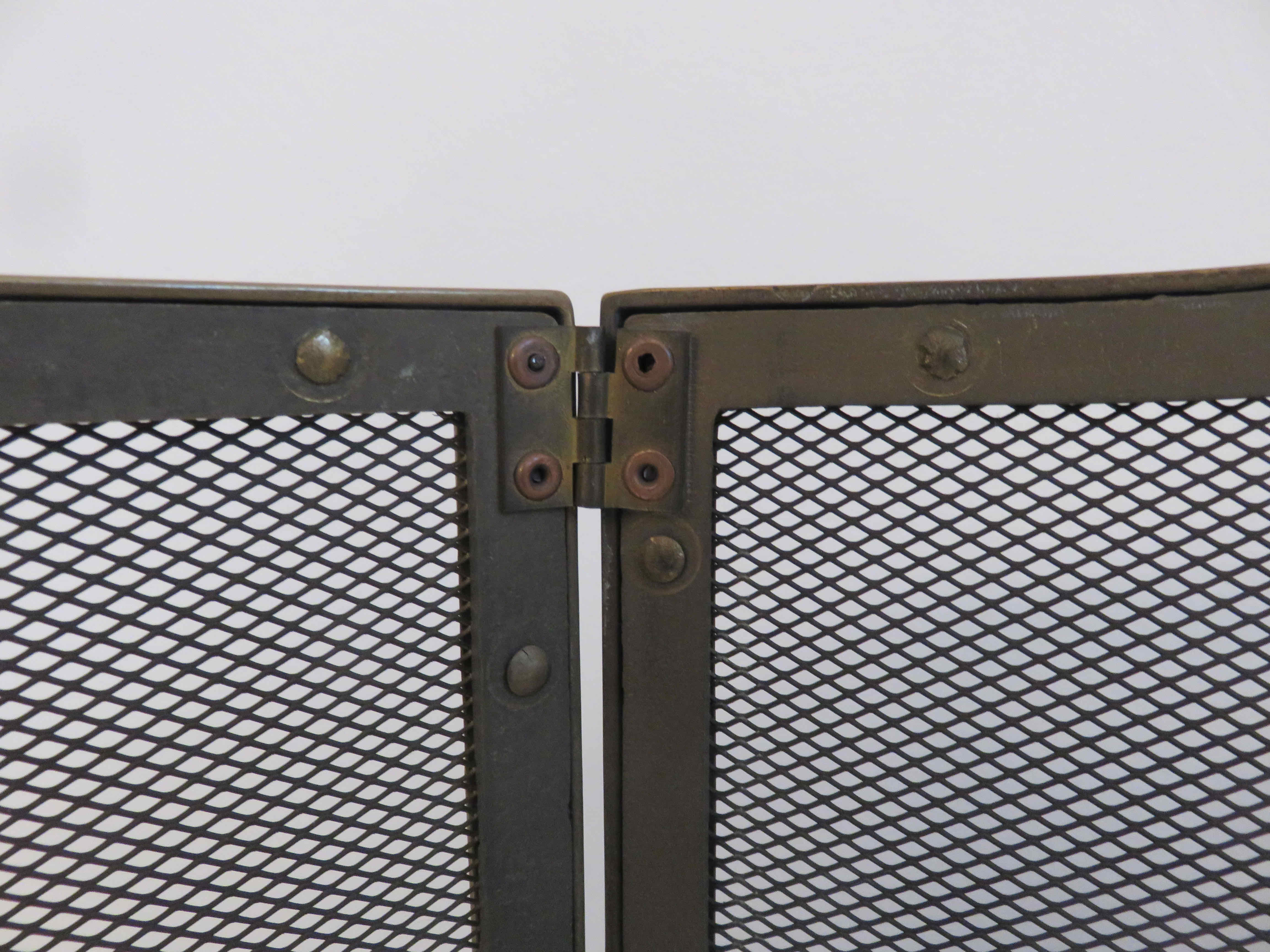 3-panel brass fireplace screen 70s