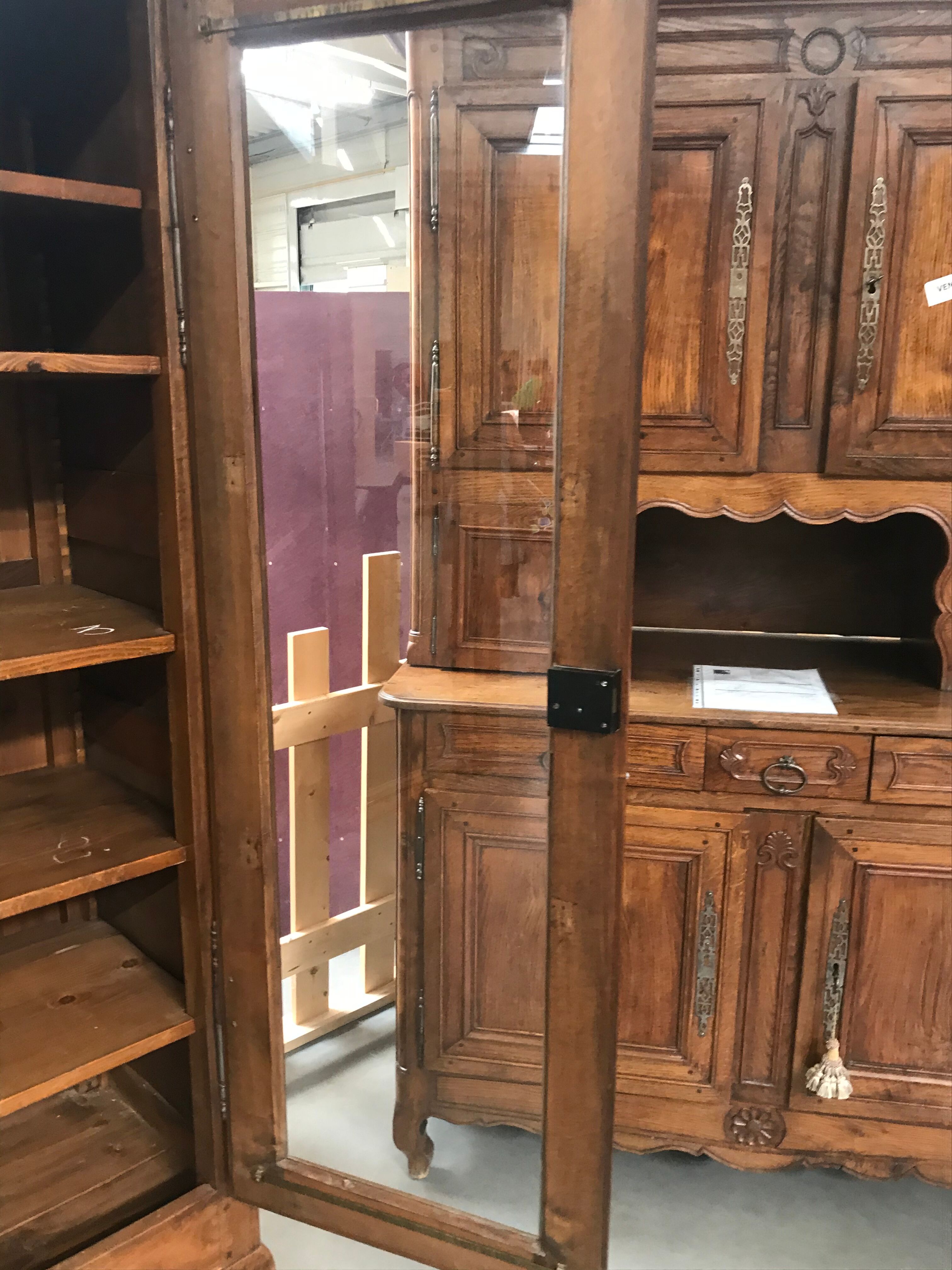 19th walnut glass cabinet