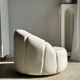 Large white circular armchair, white fabric upholstery