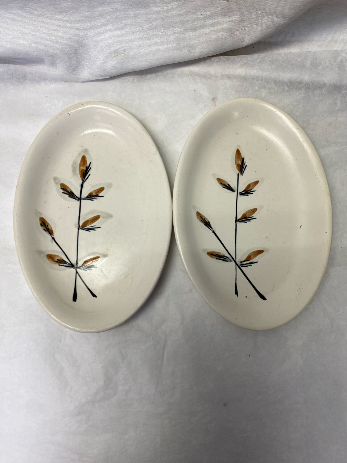 2 dishes earthenware Niderviller twigs