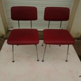 2 chairs in red skaï metal struxture 70s