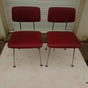 2 chairs in red skaï metal struxture 70s