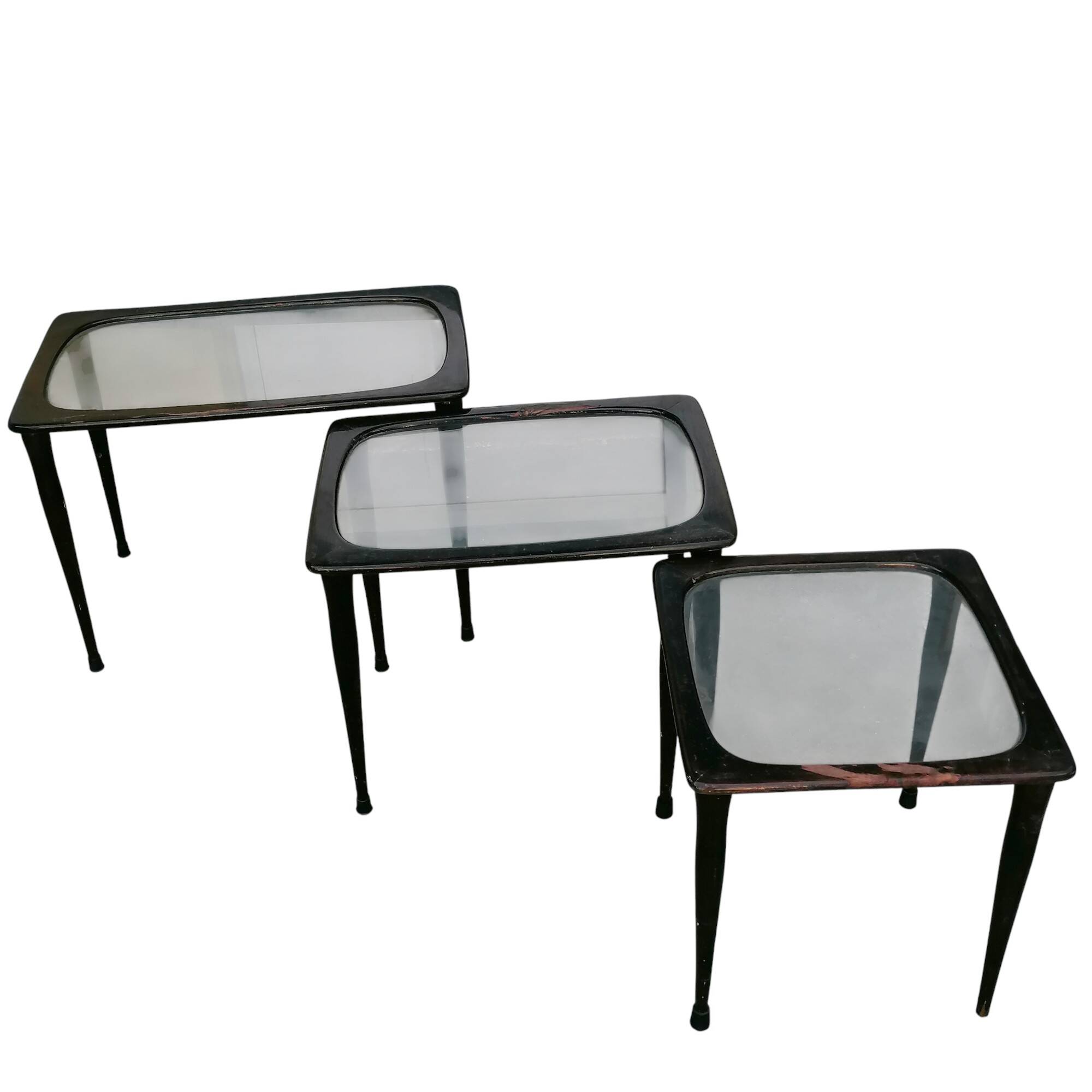 Tavoli ad incastro vintage, anni '50, Ico Parisi set di 3