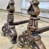 Vintage solid brass and steel chenets