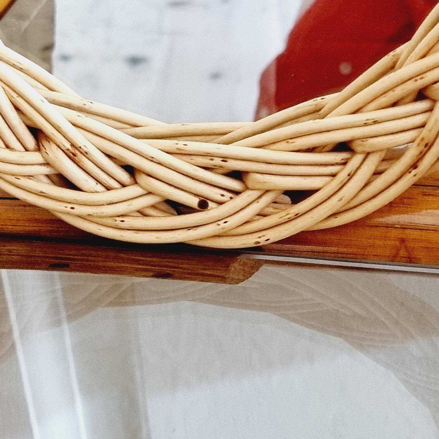 Oval rattan mirror from the 60s