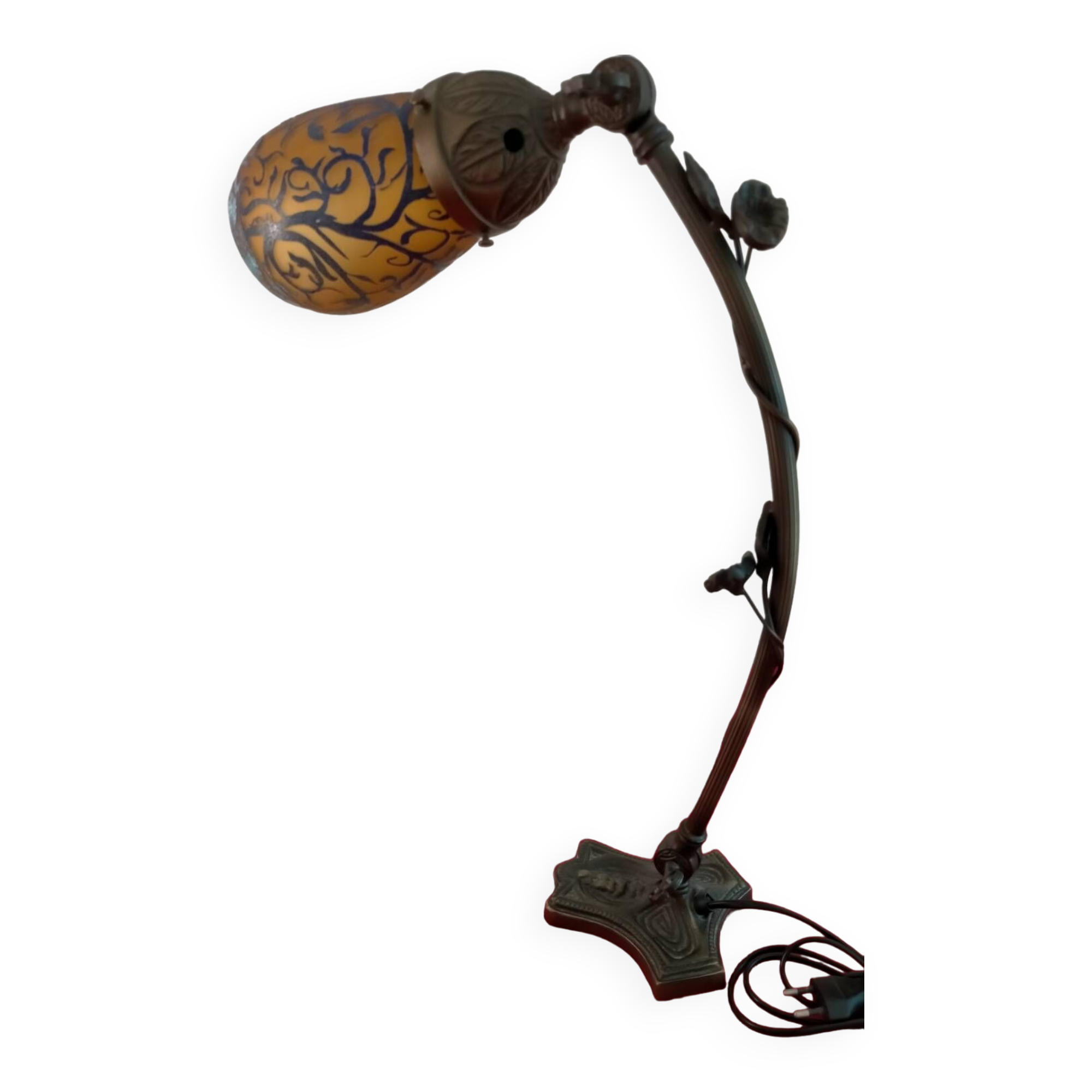 Articulated glass paste lamp, Art Nouveau