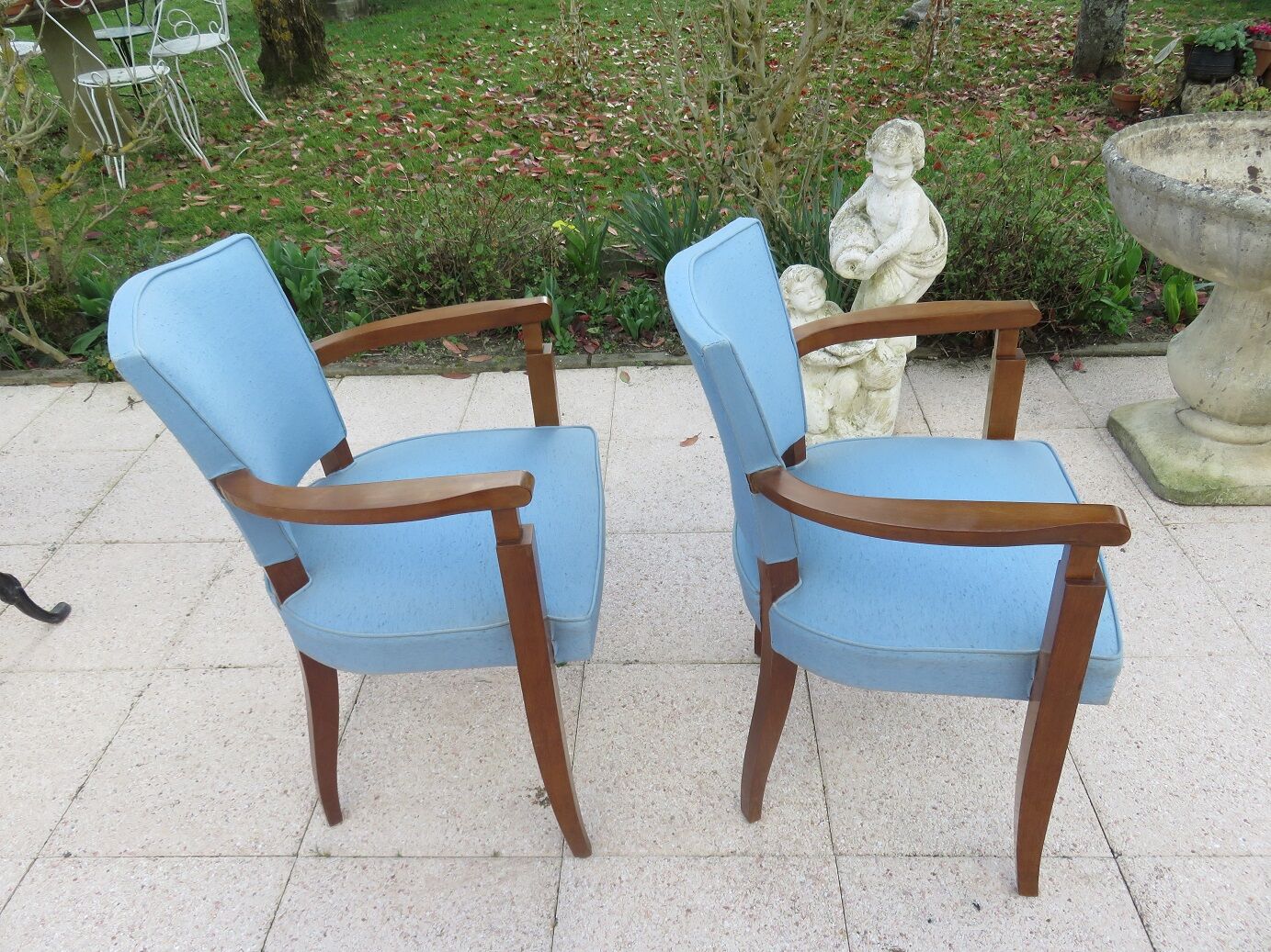 Pair of teak Art Deco armchairs