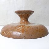 Large vintage stoneware compote dish with a footed plate