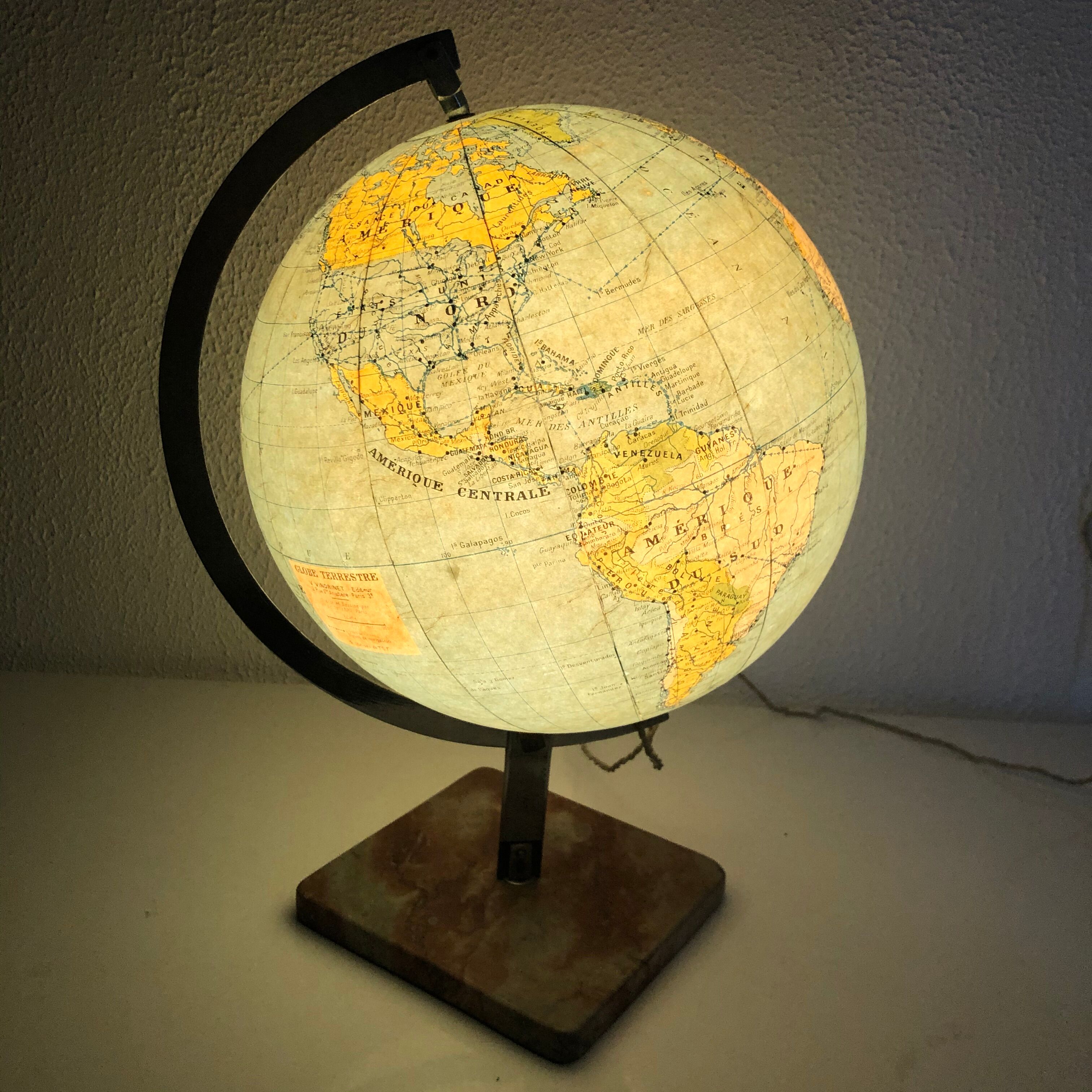 Globe Earth Vindrinet vintage marble glass 1940 - 36 cm