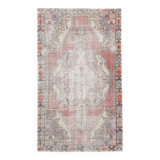 4x7 Pale Red & Beige Rustic Vintage Rug, 129x217Cm