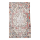 Tapis rustique vintage rouge pâle et beige 4x7, 129x217 cm